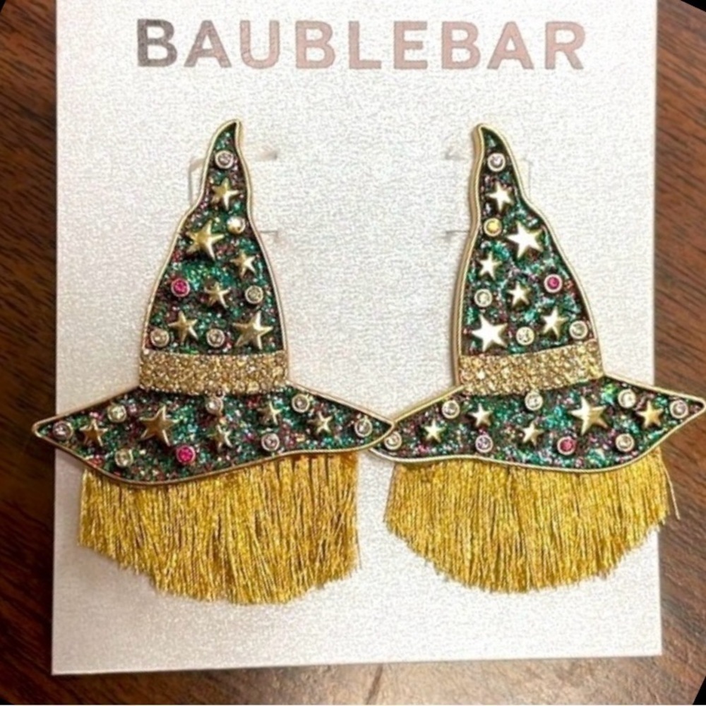 Brand New BaubleBar Witch Hat w/ Hair Crystals Stars Post Earrings Halloween